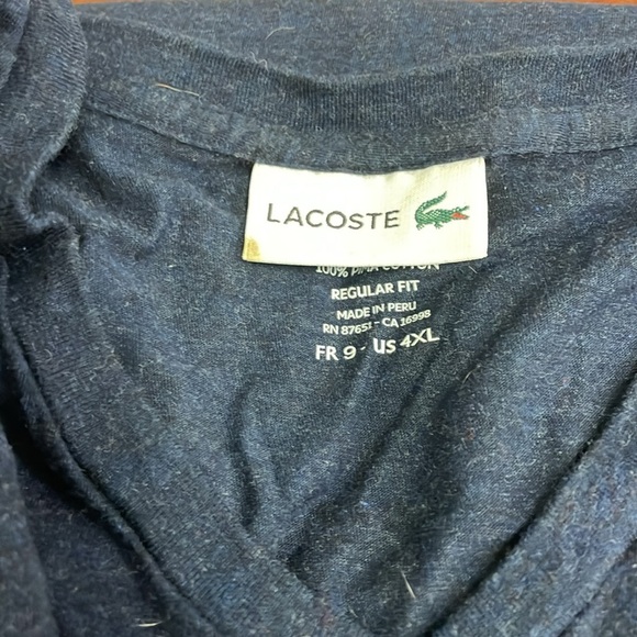 Lacoste Mens Navy Blue Vneck short sleeve tshirts Lot of 2 Size 4XL Big Man - Picture 3 of 6